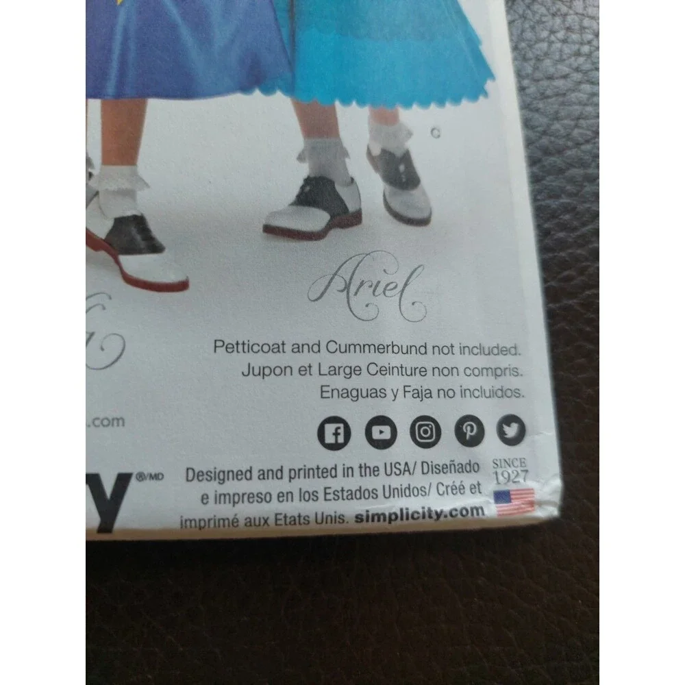 Simplicity Disney Princess Pattern 8628 50s Sock Hop Circle Skirts Belle Ariel